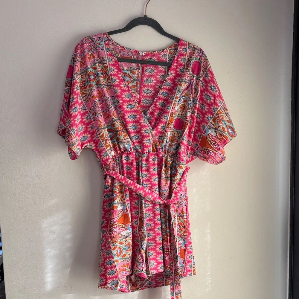 Pink Patterned Romper - Picture 1 of 3